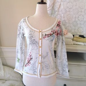 Anthropologie Karen Nicol reverse printed cardigan